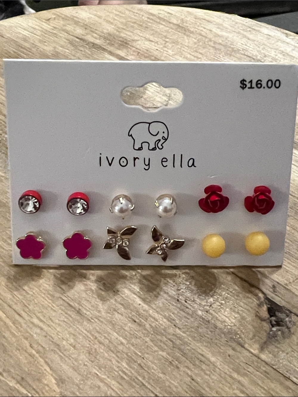3/$18 ivory ella Kids 6-Pair Stud Earring Set Lot 2121